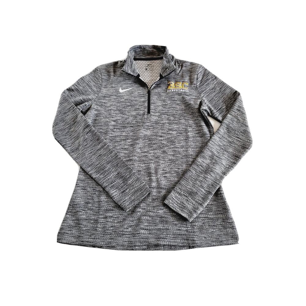 NIKE Womens Medium DRI FIT 1/4 Zip Pullover Gray Casual 923261